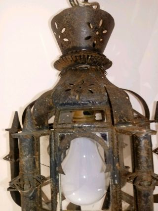 Antique Gothic Lights Pair Mideval Pendant Spanish Tudor Chandelier Parts Repair 4