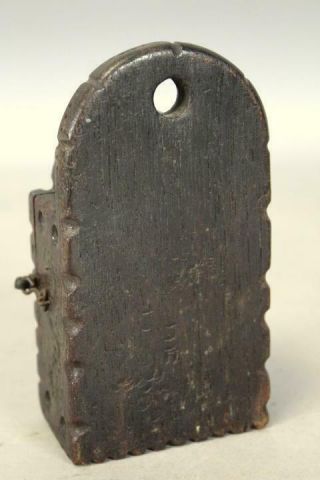 MUSEUM QUALITY 17TH C PILGRIM PERIOD CARVED HANGING WATCH BOX IN OLD SURFACE 11