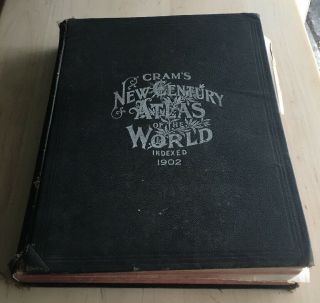 Crams Century Atlas Of The World Indexed 1902 Vintage Antique Book