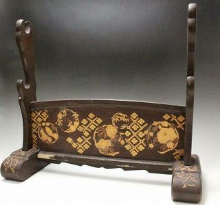 Swr142 Japanese Aventurine Lacquer Wooden Gold Makie Sword Rack Stand Armor