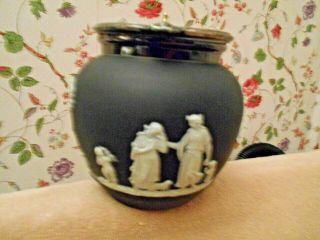 Wedgwood Black Jasperware Biscuit Barrel / Cookie Jar Circa 1870 Rare Pristine 6