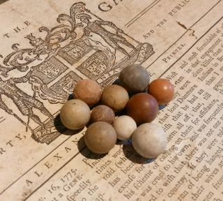 10 Dug Clay Marbles Recovered From A Us Revolutionary War Continental Army Camp