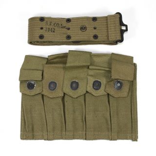 Us Army Ammo Pouch And Utility Belt Marked & 1942 Dated
