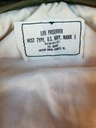 LIFE PRESERVER VEST TYPE MARK - 1 Military Clothes Rare 1996 Vintage US Navy 2