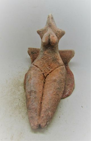 Scarce Circa 6000 - 5000bce Ancient Tel Halaf Seated Fertility Figurine