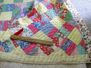 QUEEN Vintage Feed Sack Hand Pieced & Quilted THE HOUSE THAT JACK BUILT Quilt 3