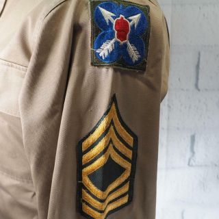Vintage Korean War Era US Army Khaki Shirt w/ Patches 21 Corps & 65th Infantry 2