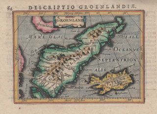 1616 Lovely Bertius Map Of Iceland & Greenland