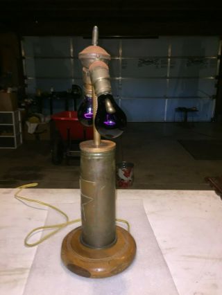 TRENCH ART LAMP 2 BULB TYPE WITH USMC 1917 - 1919,  INDIAN HEAD & STAR ETCHED 5