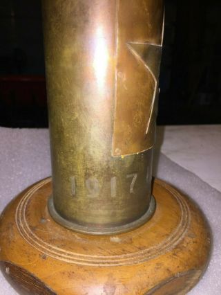 TRENCH ART LAMP 2 BULB TYPE WITH USMC 1917 - 1919,  INDIAN HEAD & STAR ETCHED 6