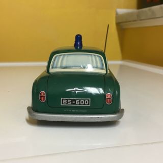 VINTAGE BLOMER & SCHULER TIN,  BATTERY OPERATED POLICE CAR.  FULLY OPERATIONAL 4