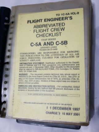U.  S.  Air Force flight crew checklist C5A & C5B manuals 2