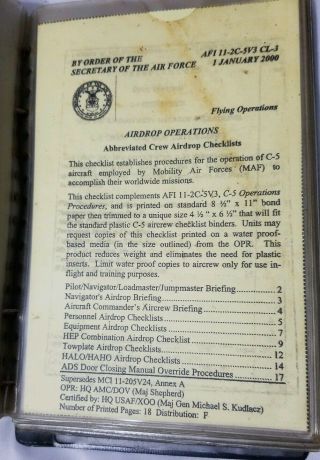 U.  S.  Air Force flight crew checklist C5A & C5B manuals 6