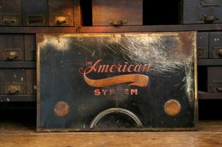 Antique American Account Register Metal Sign File Cabinet Sleeve industrial VTG 2
