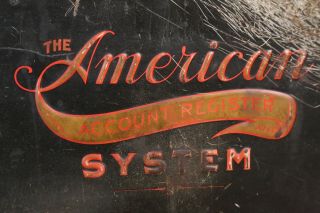 Antique American Account Register Metal Sign File Cabinet Sleeve industrial VTG 6