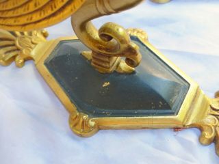 ANTIQUE 2x French Empire Pair Sconces RARE Swans Wall Light Gilded Bronze 1920 5