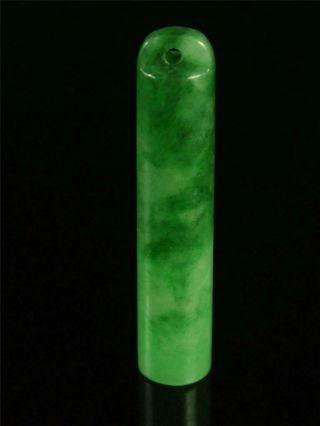Fine Old Chinese Jadeite Emerald Jade Pendant Netsuke Toggle