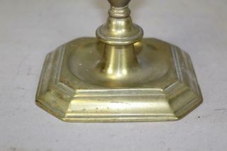 RARE 17TH C SPANISH BRASS CANDLESTICK BOLD SHAFT STEPPED BASE GREAT OLD COLOR 3