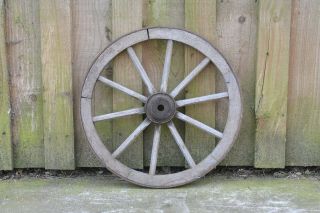2x vintage old wooden cart carriage wagon wheels wheel - 39 cm 2