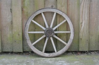 2x vintage old wooden cart carriage wagon wheels wheel - 39 cm 7