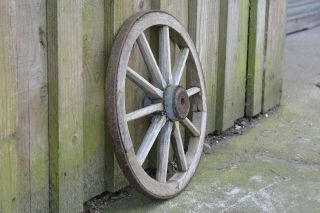 2x vintage old wooden cart carriage wagon wheels wheel - 39 cm 8