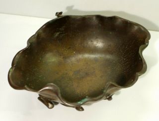 Antique Signed Chinese Bronze Waterlily Bowl. 4
