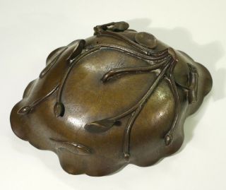 Antique Signed Chinese Bronze Waterlily Bowl. 6