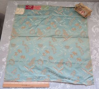French Antique 19thC Blue Patterned Silk Floral Jacquard Fabric 26 