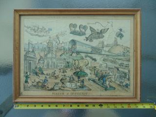 Antique The March Of Intellect Political Satire Rare 1829 Framed Poster Print