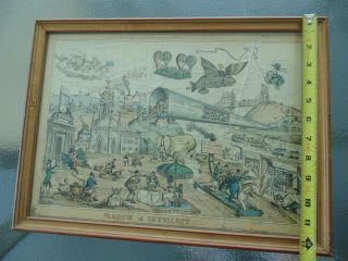 Antique The March of Intellect Political Satire Rare 1829 framed Poster Print 2