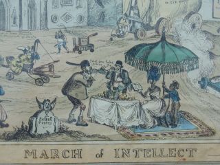 Antique The March of Intellect Political Satire Rare 1829 framed Poster Print 3