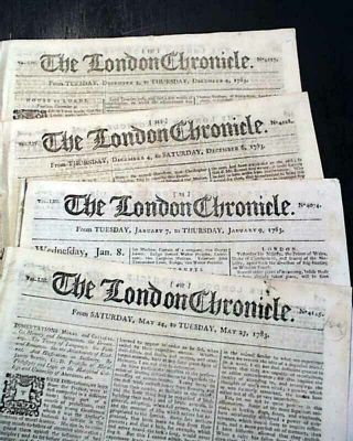 (12) Revolutionary War Ending Era London Chronicle 1783 Old British Newspapers