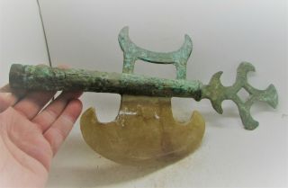 Rare Ancient Viking Nordic Bronze And Stone Battleax Norse Battle Object