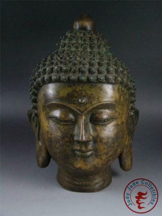 Very Large Old Chinese Tibet Bronze Made Tibetan Buddha Sakyamuni Head Statue