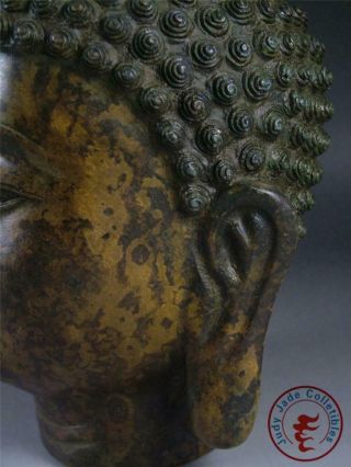 Very Large Old Chinese Tibet Bronze Made Tibetan Buddha Sakyamuni Head Statue 7