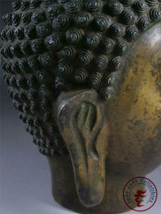 Very Large Old Chinese Tibet Bronze Made Tibetan Buddha Sakyamuni Head Statue 8