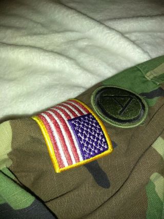 Army BDU Top With Medical Patch,  Captain Rank,  And American Flag 4