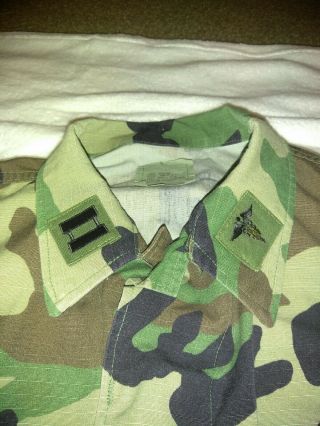 Army BDU Top With Medical Patch,  Captain Rank,  And American Flag 5