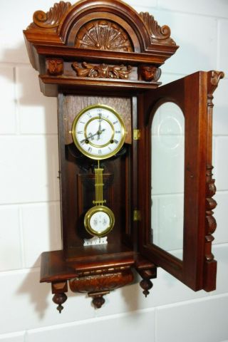 Old Wall Clock Regulator Wooden Clock Vintage Antique 10