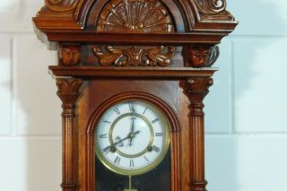 Old Wall Clock Regulator Wooden Clock Vintage Antique 3