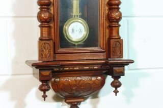 Old Wall Clock Regulator Wooden Clock Vintage Antique 5