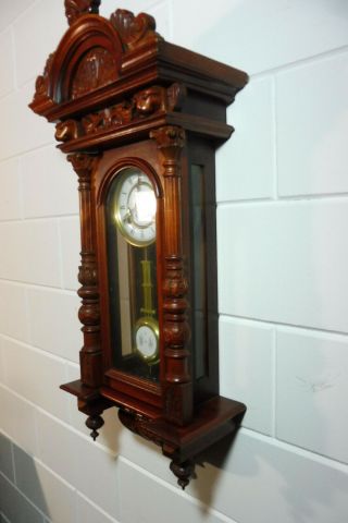 Old Wall Clock Regulator Wooden Clock Vintage Antique 8