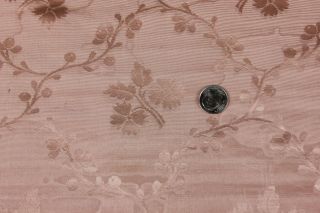 French Antique Lyon Silk Pink Damask Fabric C1890 - 1900 Floral Frame Layout