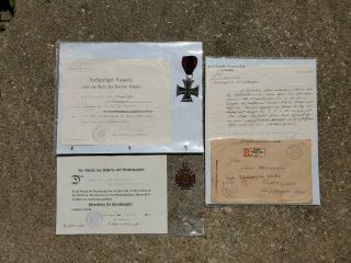Ww1 Iron Cross Medal/ Hindenburg Cross Set With Letter And Envelope.  Great Item