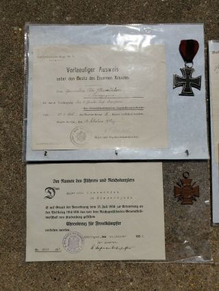 WW1 Iron Cross Medal/ Hindenburg Cross set with Letter and Envelope.  Great Item 3
