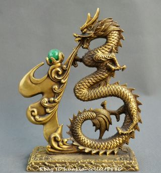 Collect China Fengshui Old Bronze Blessing Dragon Play Pearl Wealth Lucky Statue