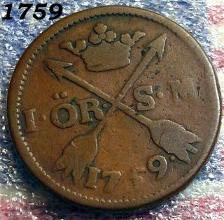 1759 1 Ore Arrows Hudson Fur Trade Colonial Revolutionary War Coin Rare 6 Over 5