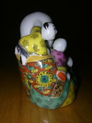 Chinese Ancient Enamel Porcelain Happy Buddha Five Children Snuff Bottle Mark 3