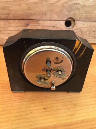 Vintage Seth Thomas Catalin Art Deco Wind Up Alarm desk Clock Swirl 5