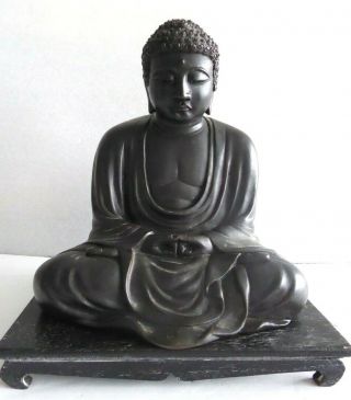 Antique Japanese Bronze Kamakura Buddha,  Artist Signed 豐壽,  8 " Heavy